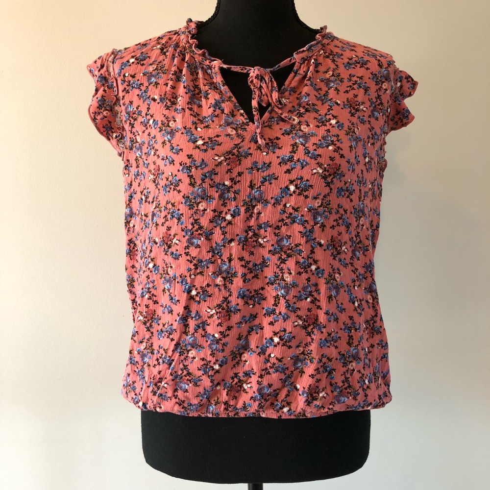 Women’s Fenomenon Floral Pink and Blue Short sleeve Top size M